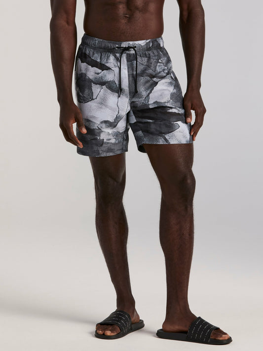 Perry Ellis Abstract Wave Print Swim Trunk