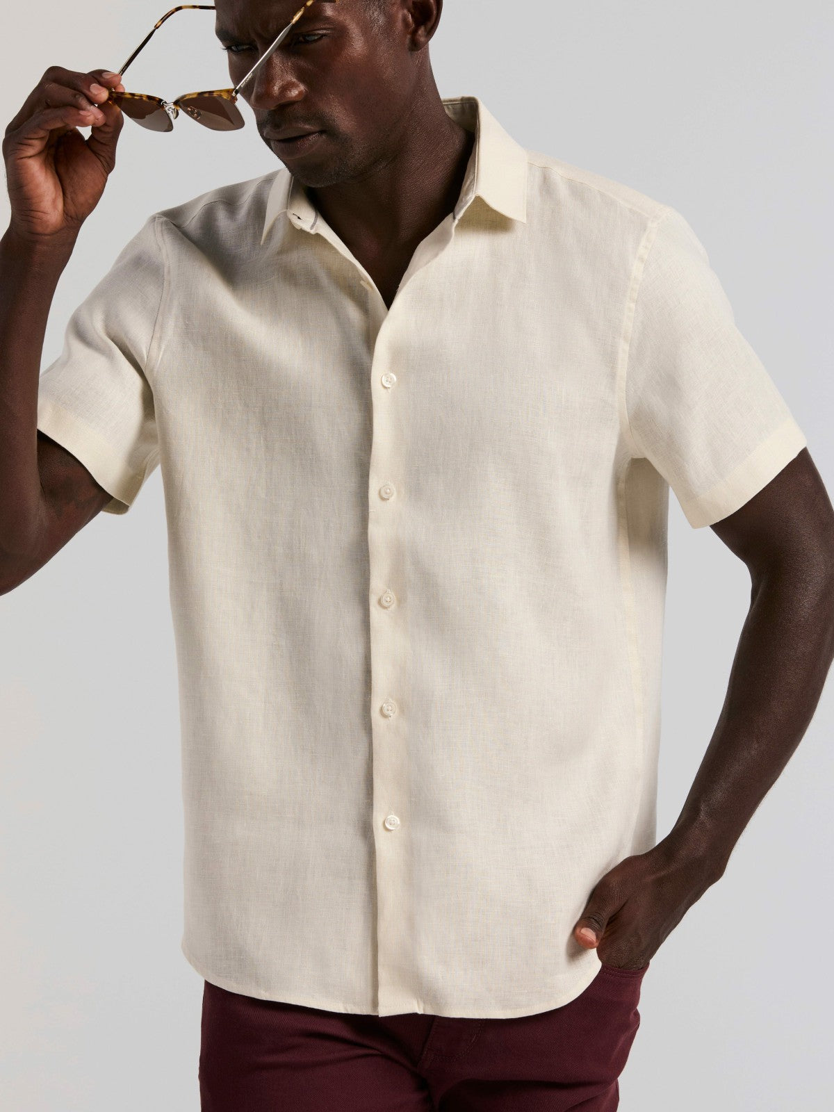 Perry Ellis Solid Linen Shirt