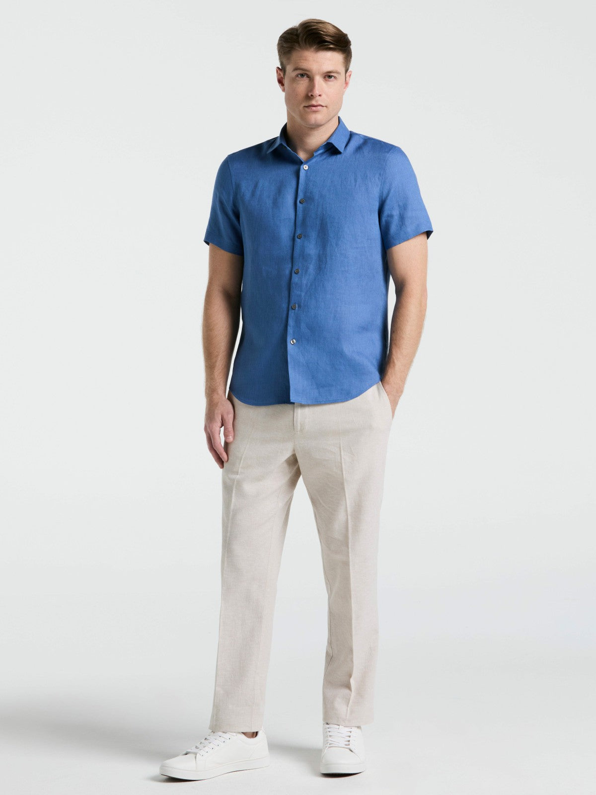 Perry Ellis Solid Linen Shirt