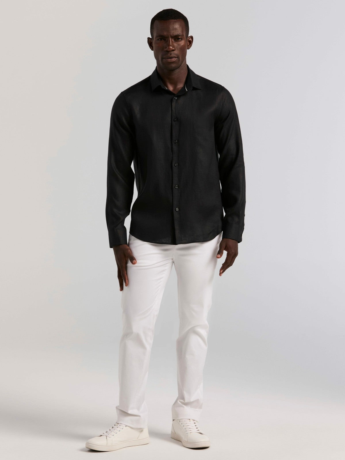 Perry Ellis Solid Linen Shirt
