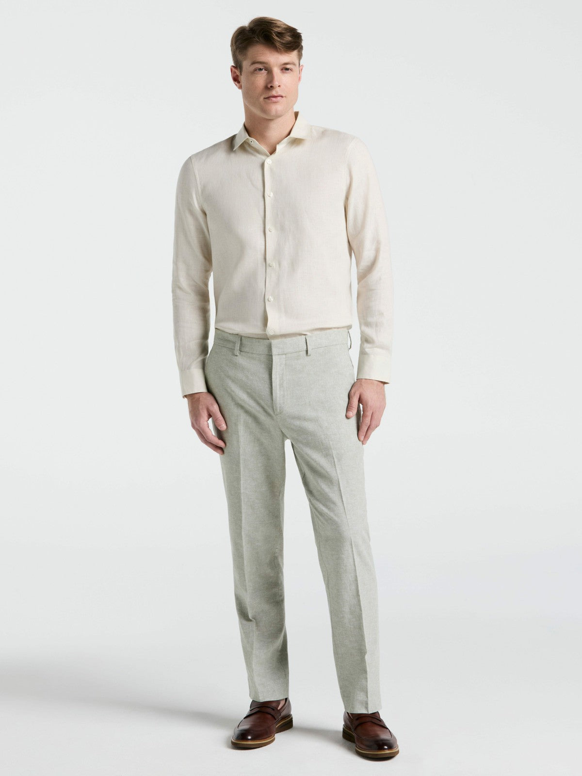 Perry Ellis Solid Linen Shirt