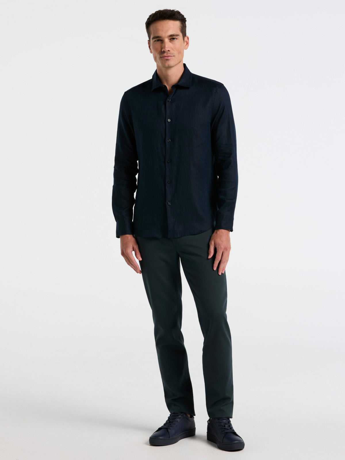 Perry Ellis Solid Linen Shirt