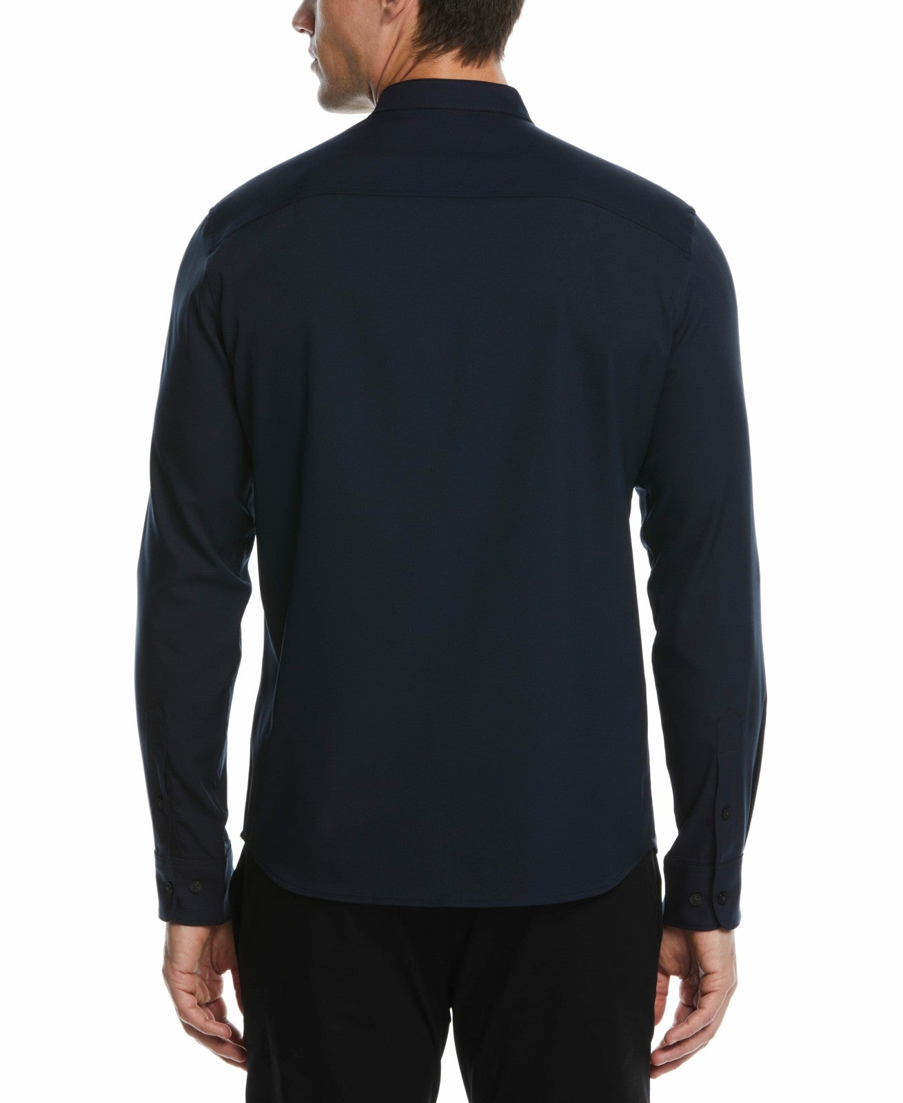 Perry Ellis Men's Untucked Total Stretch Slim Fit Banded Collar Shirt - Perry Ellis