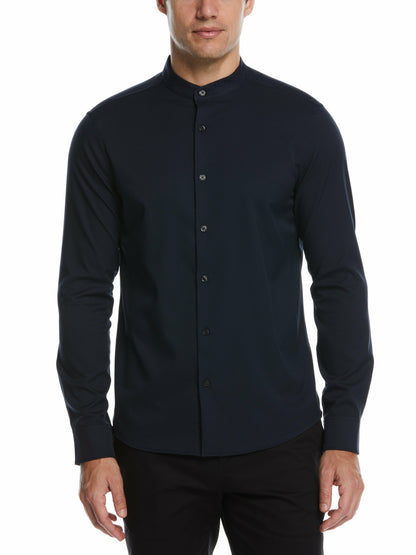 Perry Ellis Men's Untucked Total Stretch Slim Fit Banded Collar Shirt - Perry Ellis