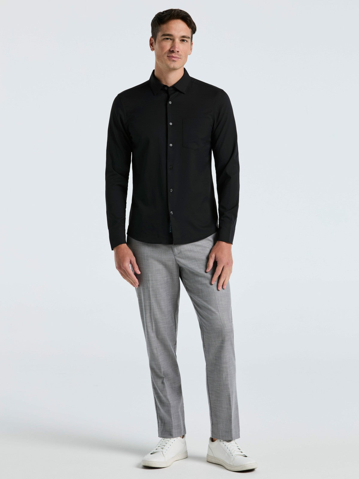 Perry Ellis Untucked Total Stretch Slim Fit Solid Shirt