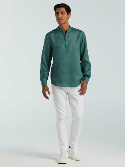 Perry Ellis Solid Linen Popover Shirt