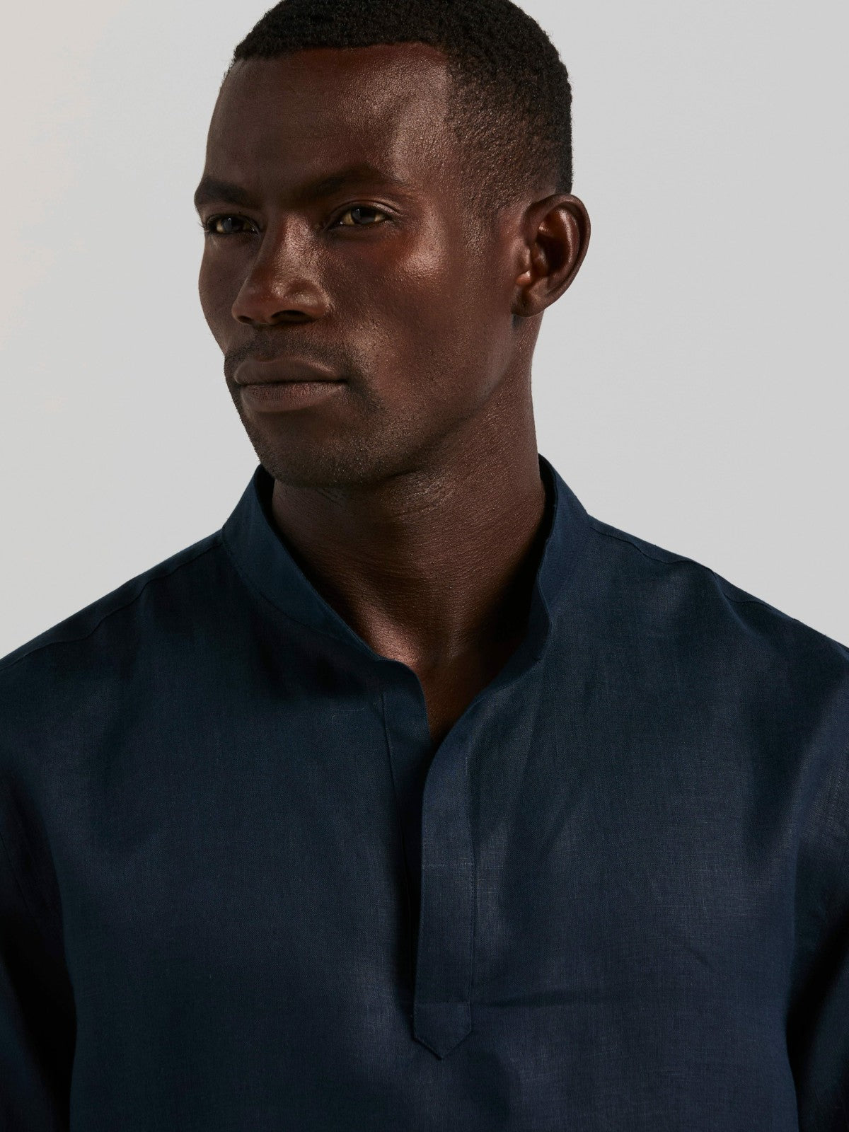 Perry Ellis Solid Linen Popover Shirt