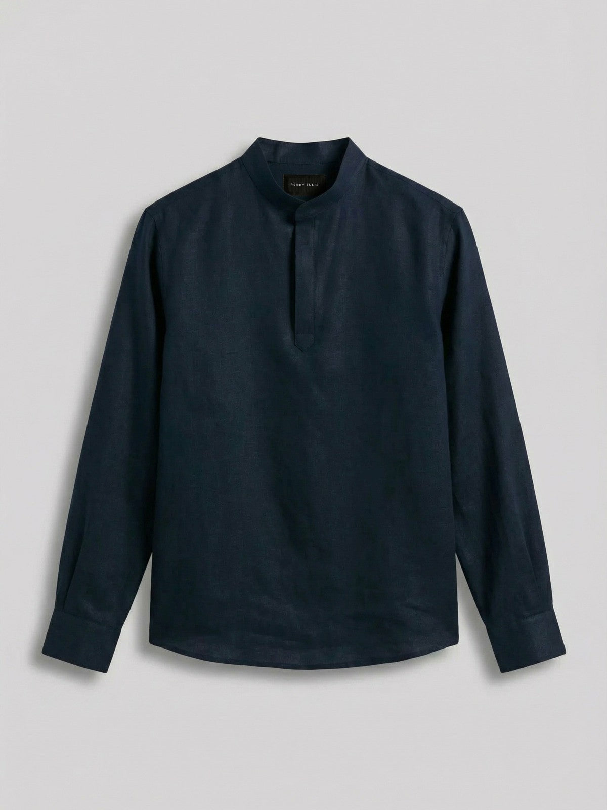 Perry Ellis Solid Linen Popover Shirt