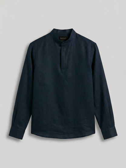 Perry Ellis Solid Linen Popover Shirt