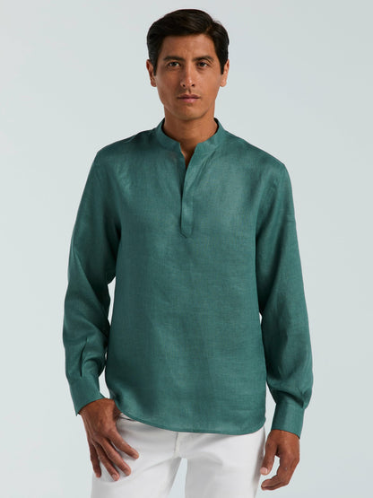 Perry Ellis Solid Linen Popover Shirt
