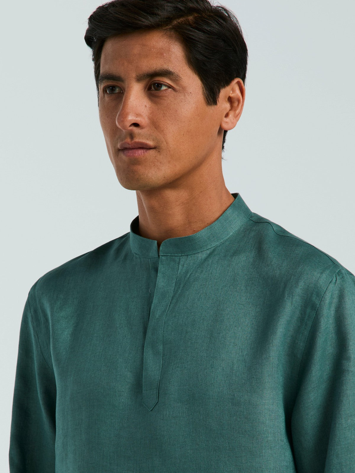 Perry Ellis Solid Linen Popover Shirt