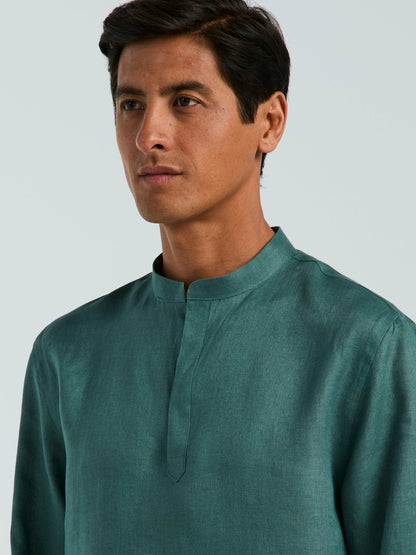 Perry Ellis Solid Linen Popover Shirt