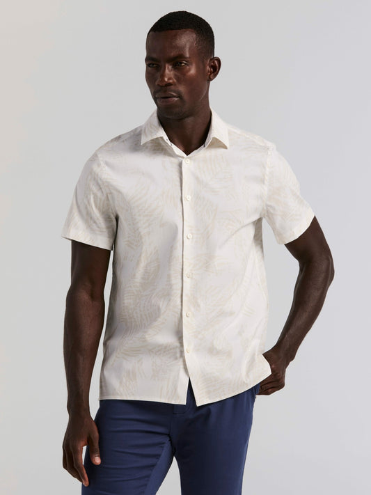 Perry Ellis Textured Leaf Print Cotton Shirt