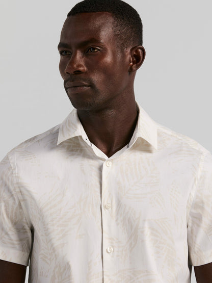 Perry Ellis Textured Leaf Print Cotton Shirt