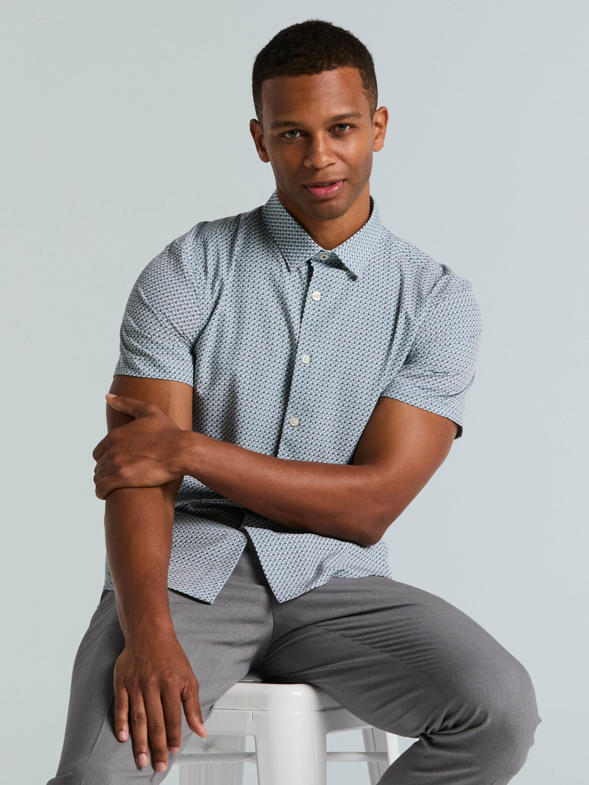 Perry Ellis Slim Fit Cube Geometric Print Shirt