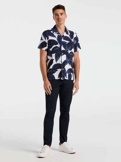 Perry Ellis Tropical Plant Print Camp Collar Shirt