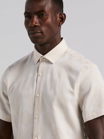 Perry Ellis Cotton Linen Geo Jacquard Shirt