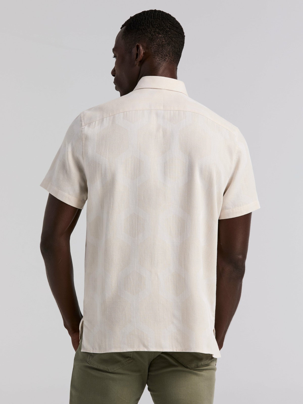 Perry Ellis Cotton Linen Geo Jacquard Shirt