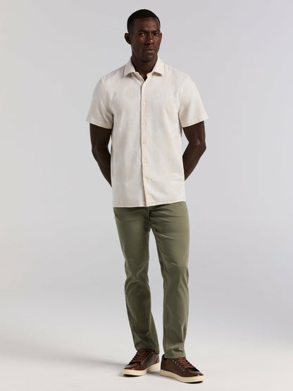 Perry Ellis Cotton Linen Geo Jacquard Shirt