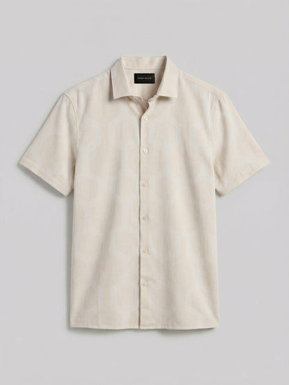 Perry Ellis Cotton Linen Geo Jacquard Shirt