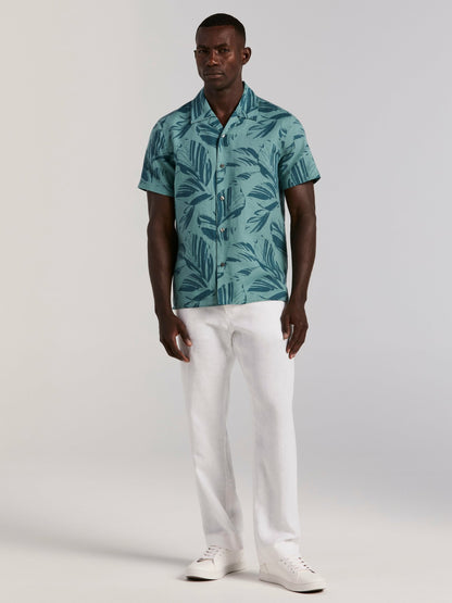Perry Ellis Leaf Print Camp Collar Shirt