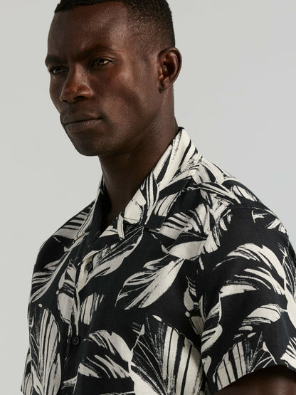 Perry Ellis Leaf Print Camp Collar Shirt