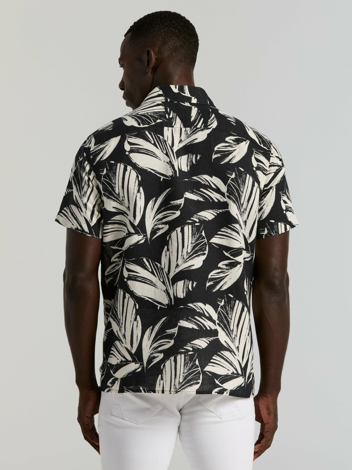 Perry Ellis Leaf Print Camp Collar Shirt