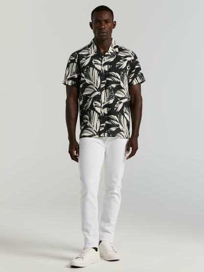 Perry Ellis Leaf Print Camp Collar Shirt