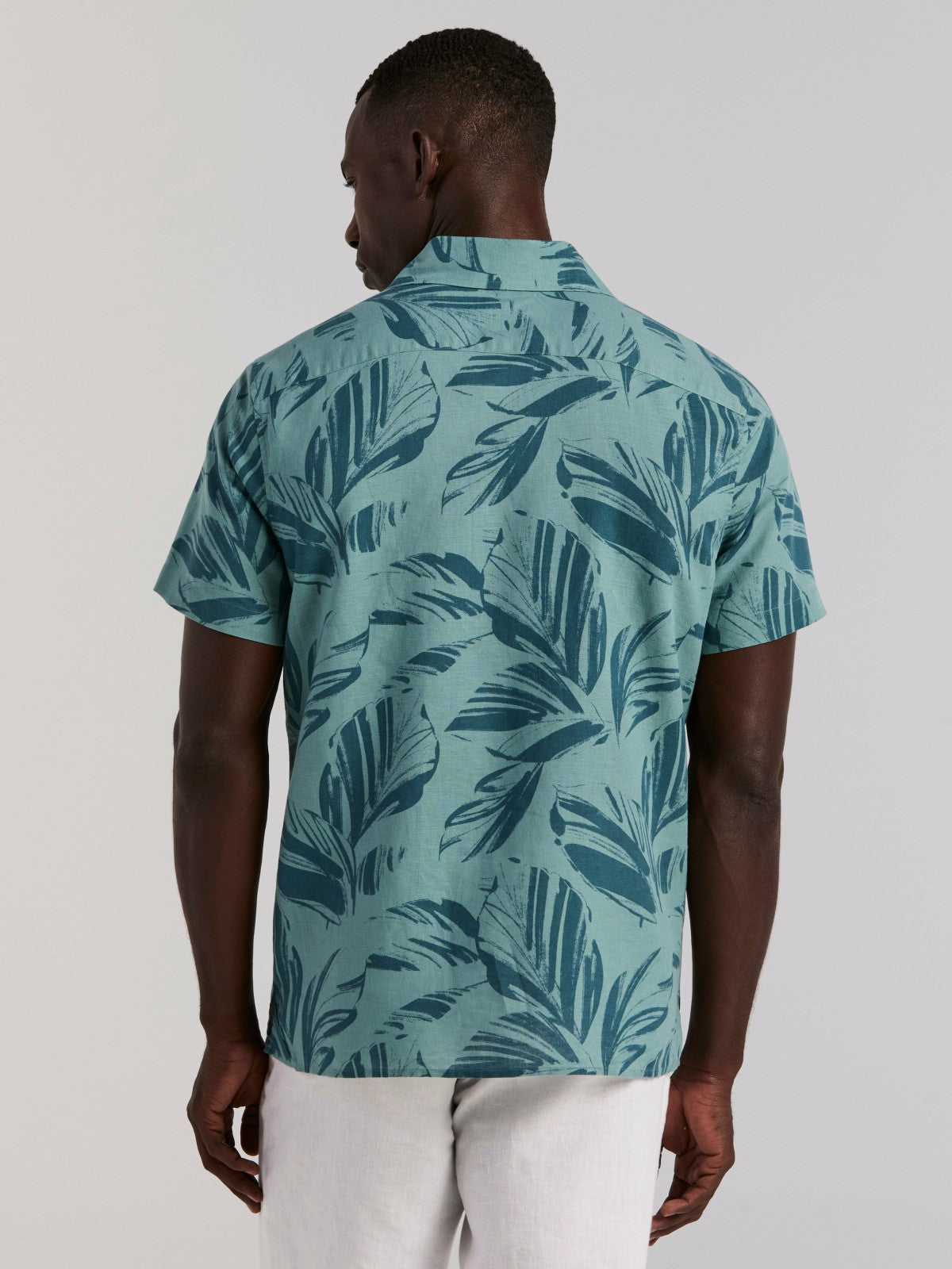 Perry Ellis Leaf Print Camp Collar Shirt