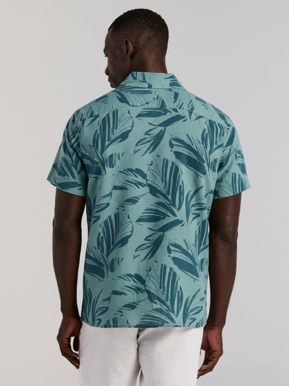 Perry Ellis Leaf Print Camp Collar Shirt