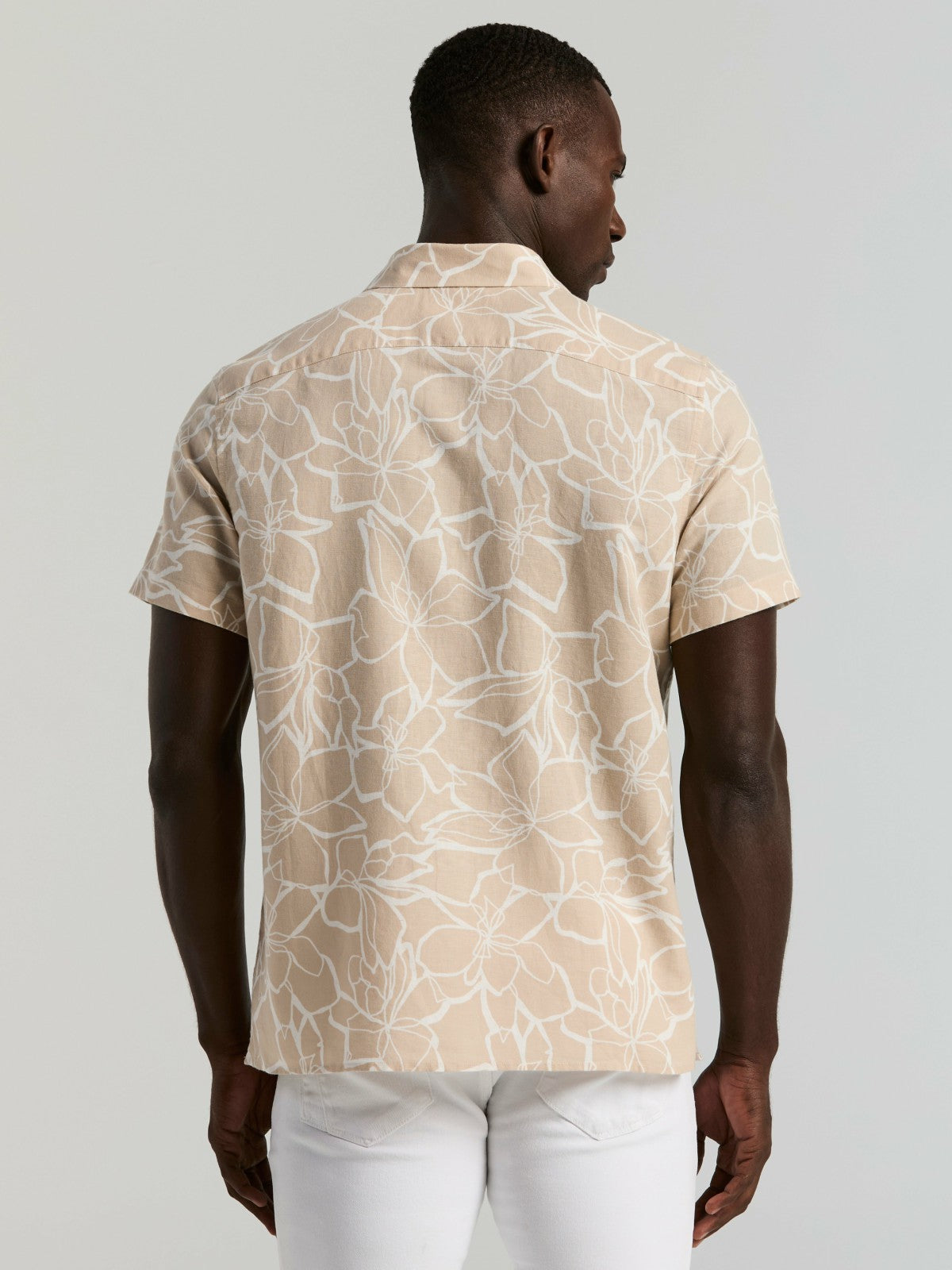Perry Ellis Linen Floral Print Shirt