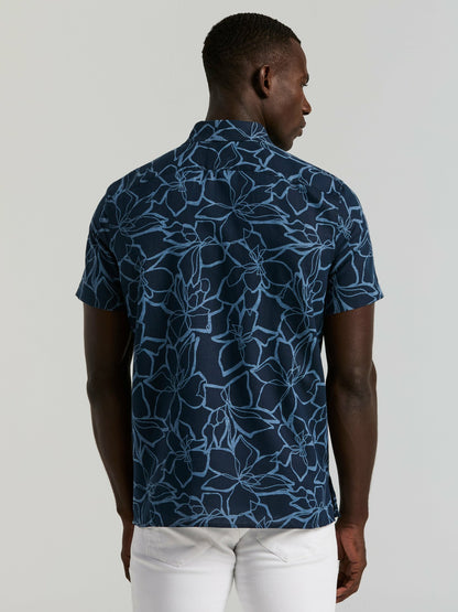 Perry Ellis Linen Floral Print Shirt