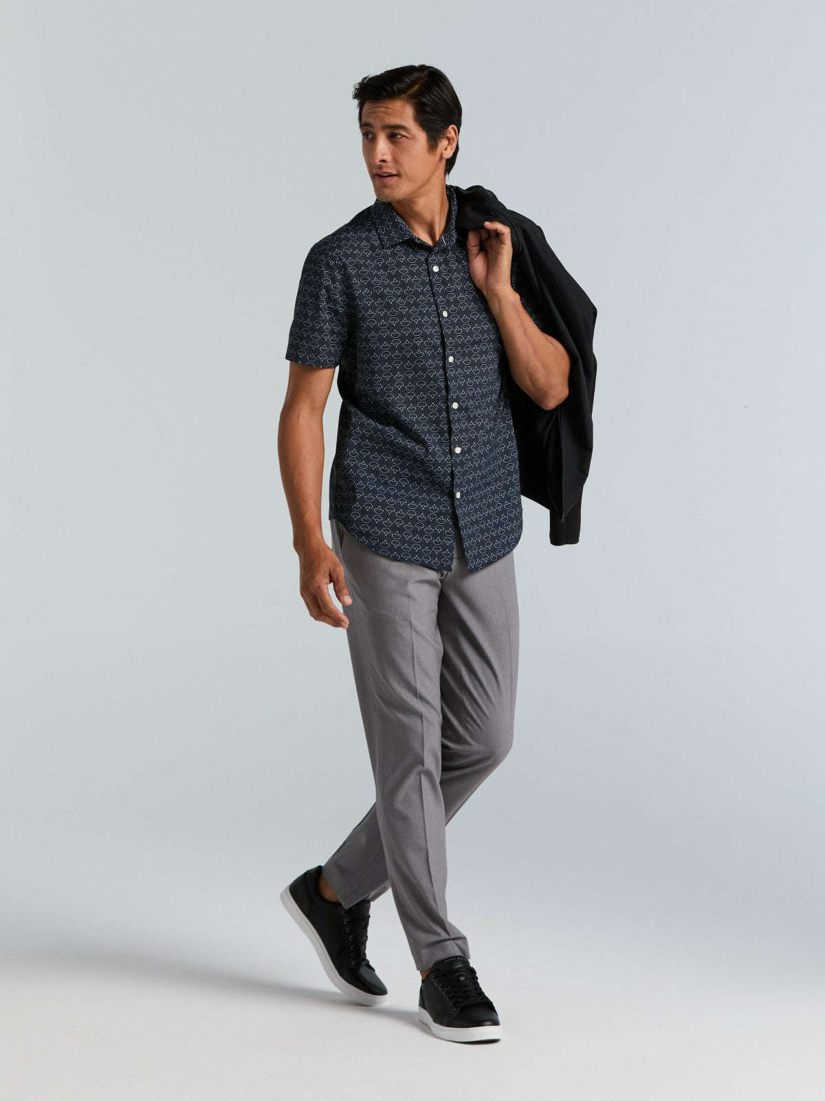 Perry Ellis Dotted Wave Print Slim Fit Total Stretch Shirt