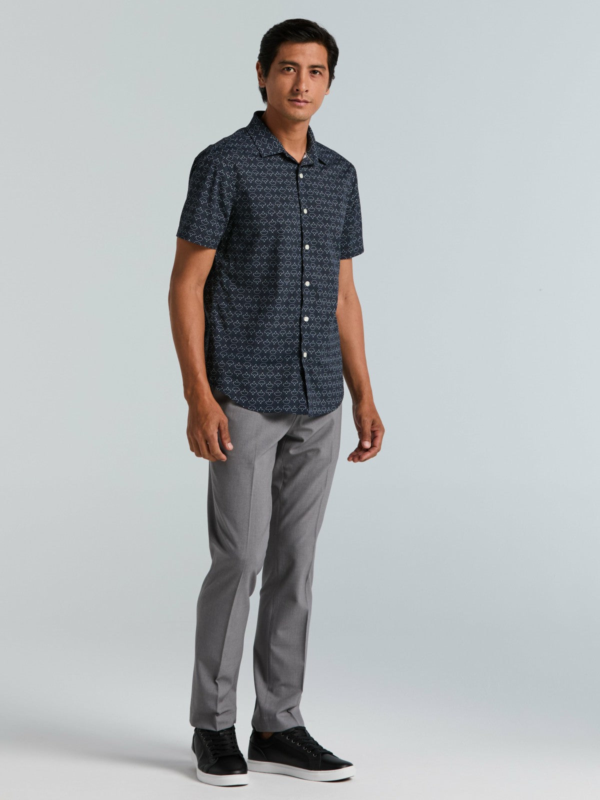 Perry Ellis Dotted Wave Print Slim Fit Total Stretch Shirt