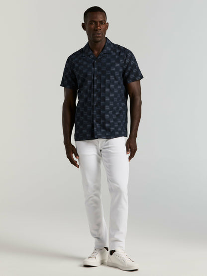 Perry Ellis Cotton Clipped Dobby Camp Collar Shirt
