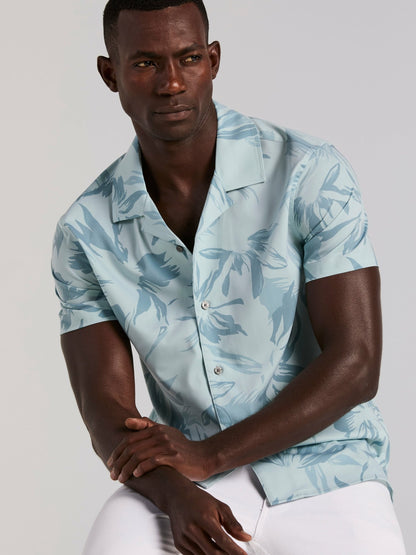 Perry Ellis Camp Collar Floral Print Soft Touch Shirt