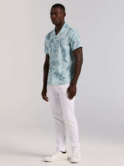 Perry Ellis Camp Collar Floral Print Soft Touch Shirt