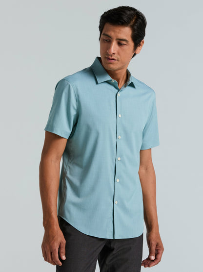 Perry Ellis Slim Fit Total Stretch Heathered Short Sleeve Shirt