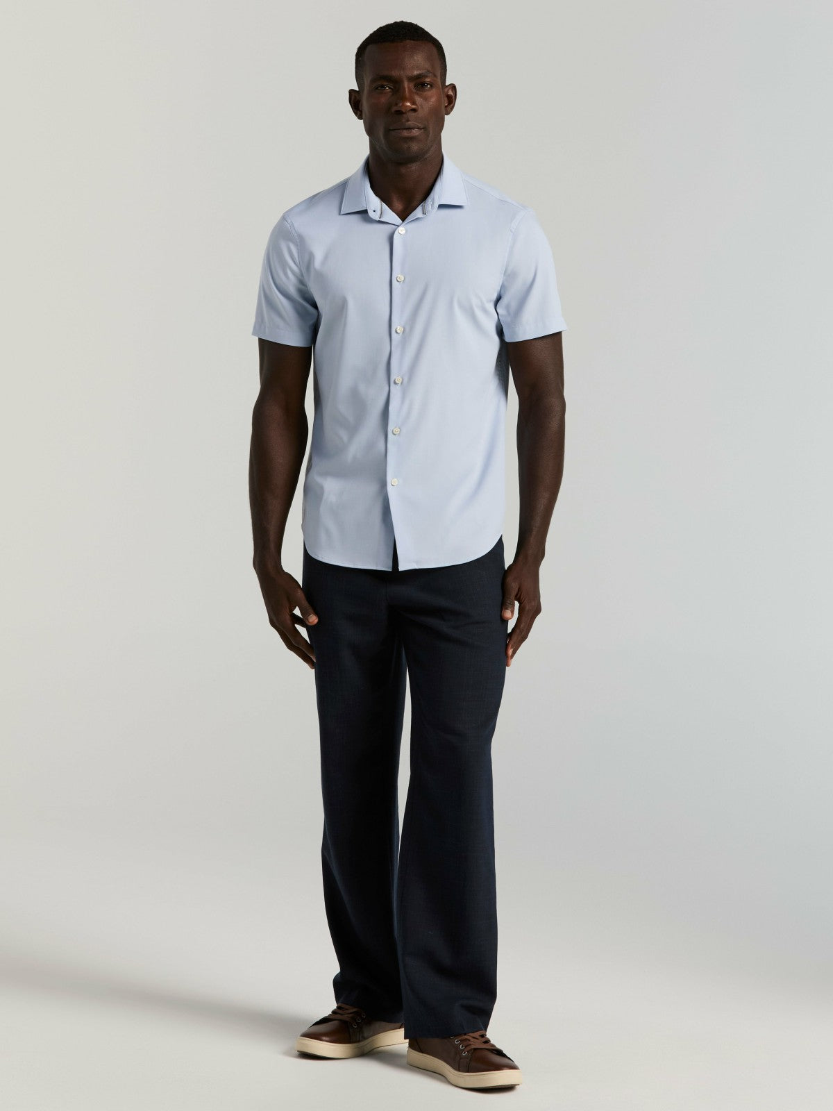 Perry Ellis Slim Fit Total Stretch Heathered Short Sleeve Shirt