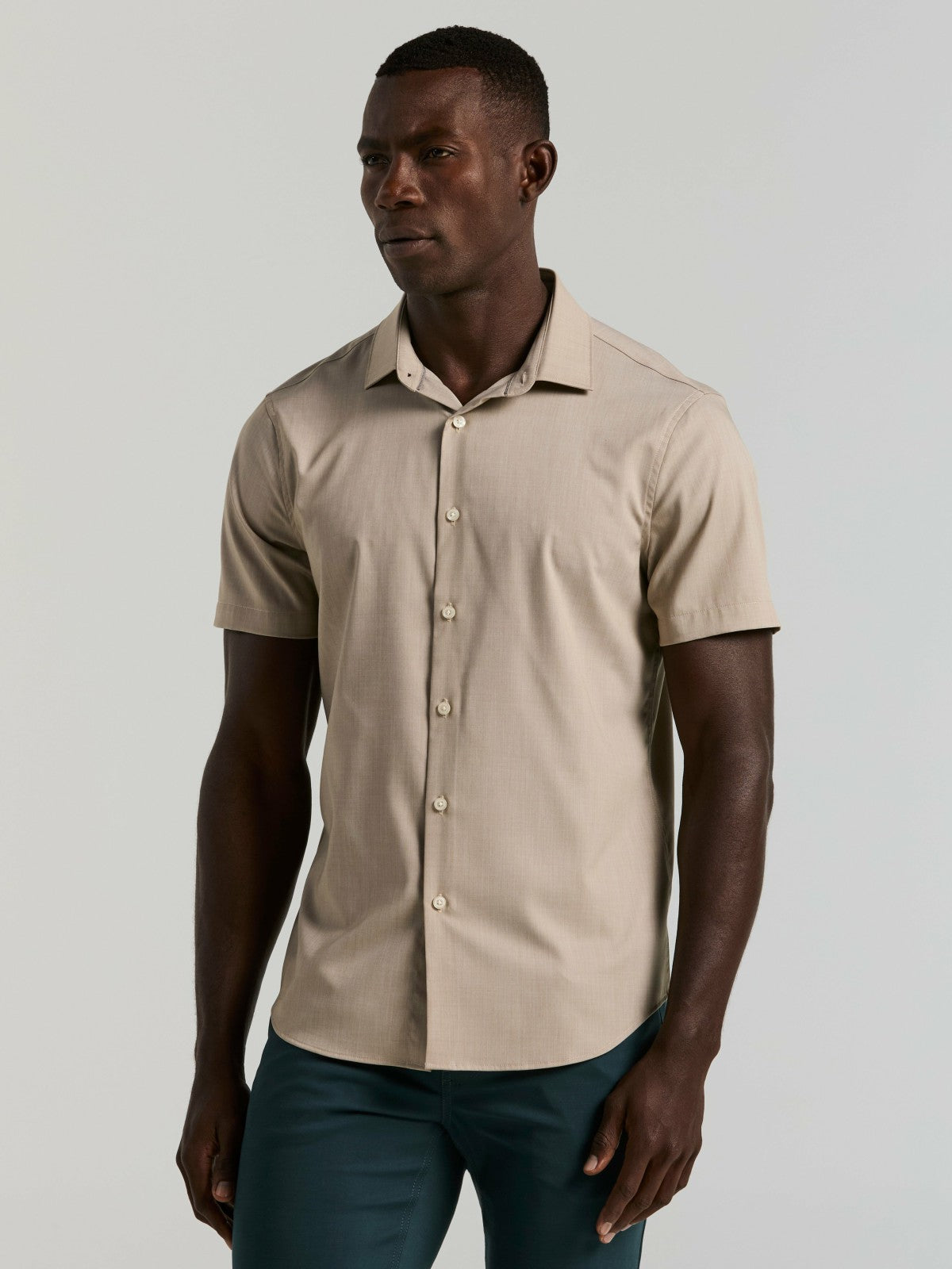 Perry Ellis Slim Fit Total Stretch Heathered Short Sleeve Shirt