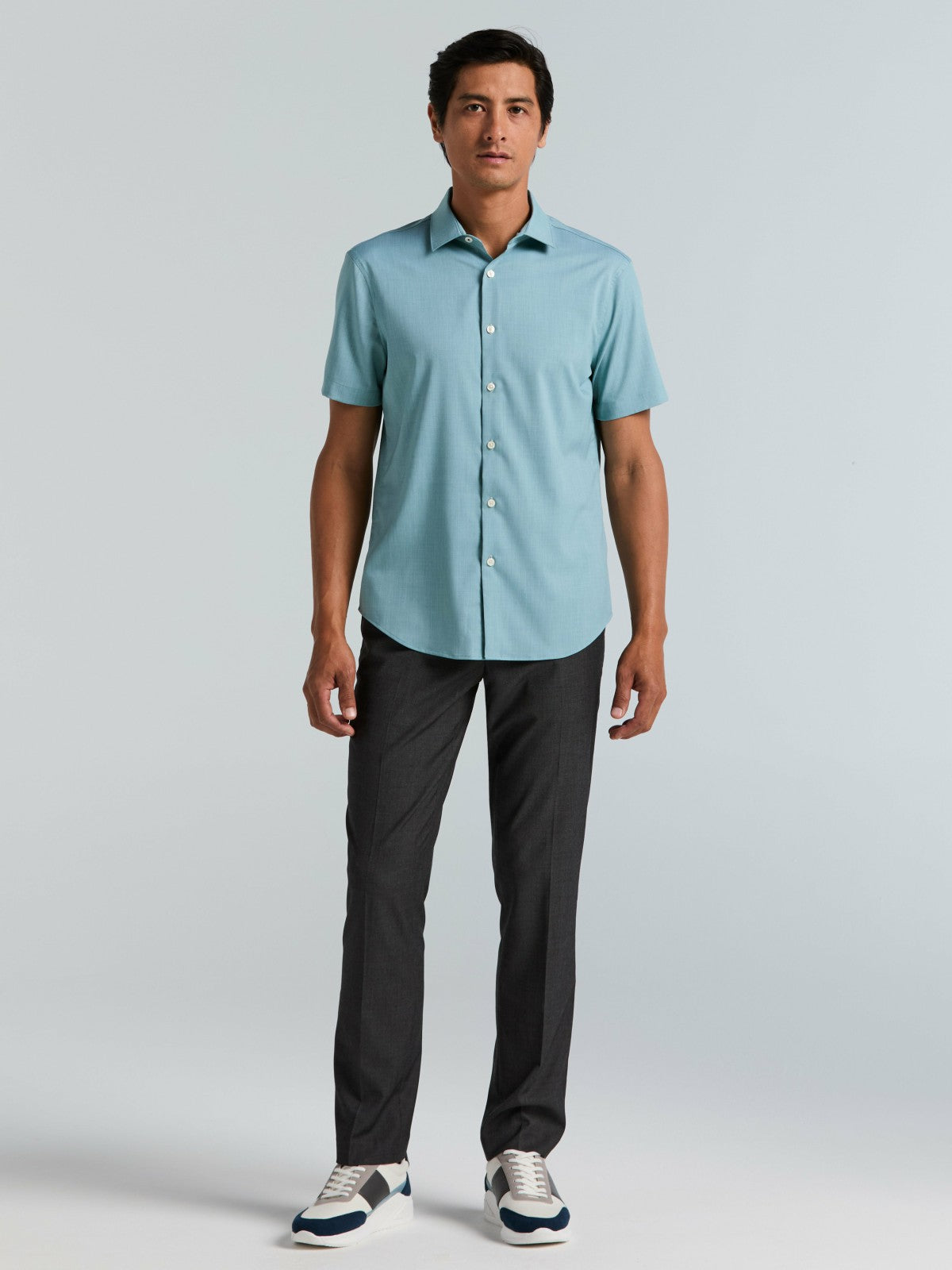 Perry Ellis Slim Fit Total Stretch Heathered Short Sleeve Shirt