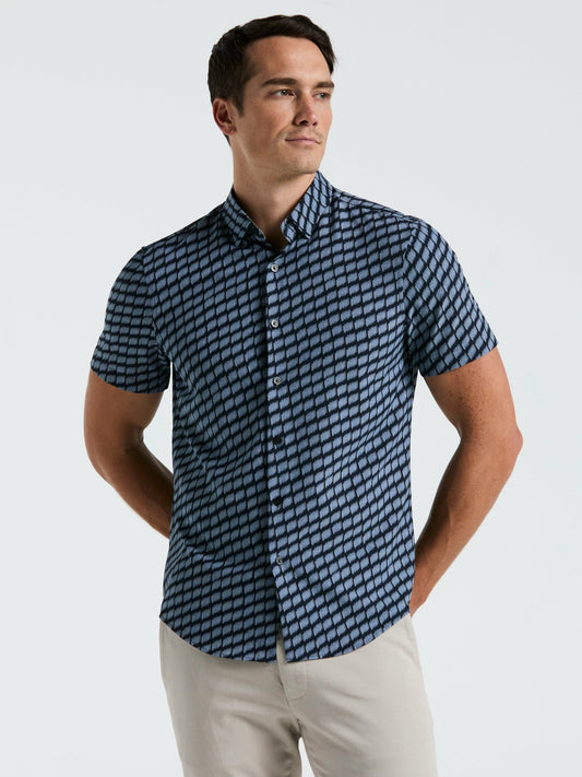 Perry Ellis Total Stretch Hash Mark Print Slim Fit Shirt