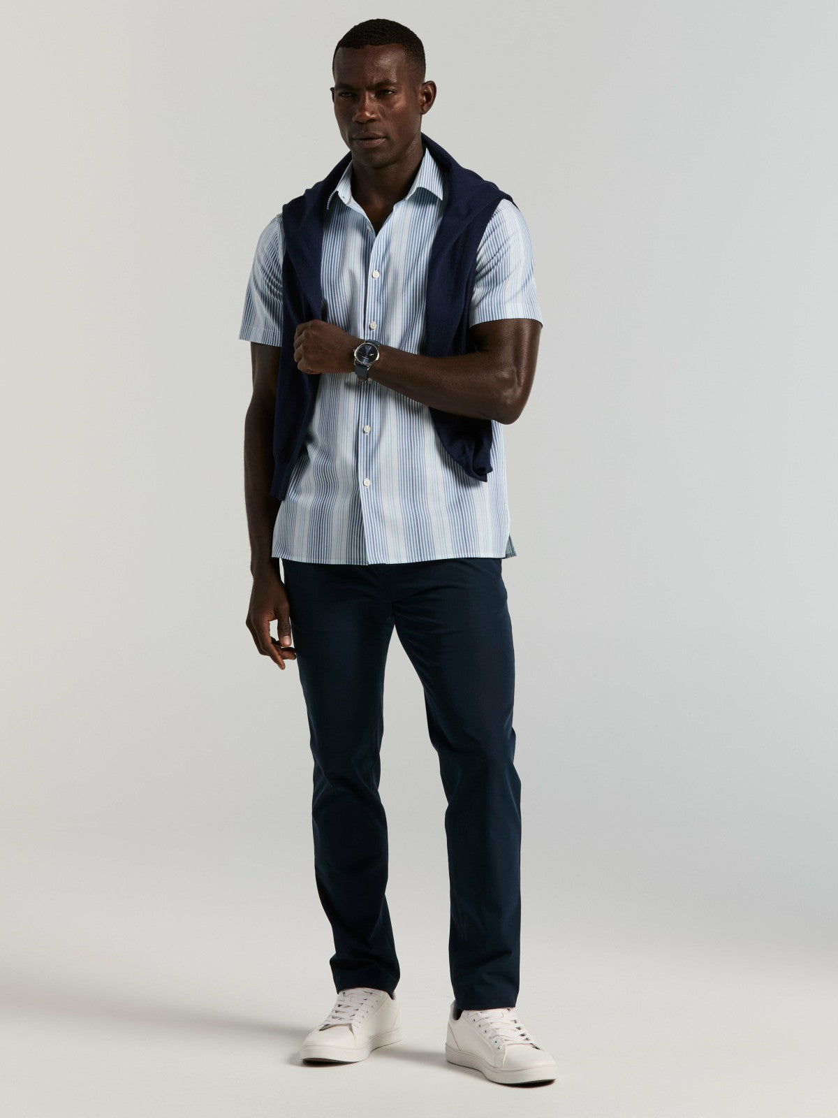 Perry Ellis Multi Tonal Vertical Stripe Shirt