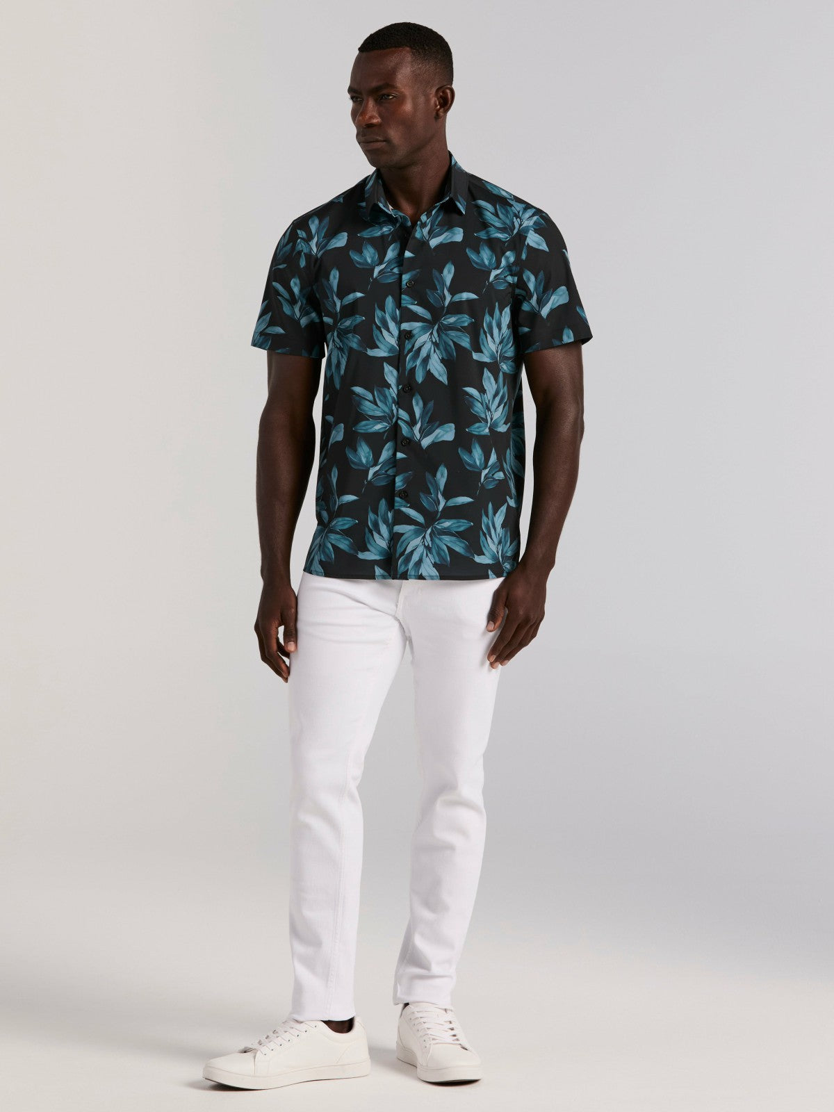 Perry Ellis Magnolia Leaf Print Total Stretch Shirt