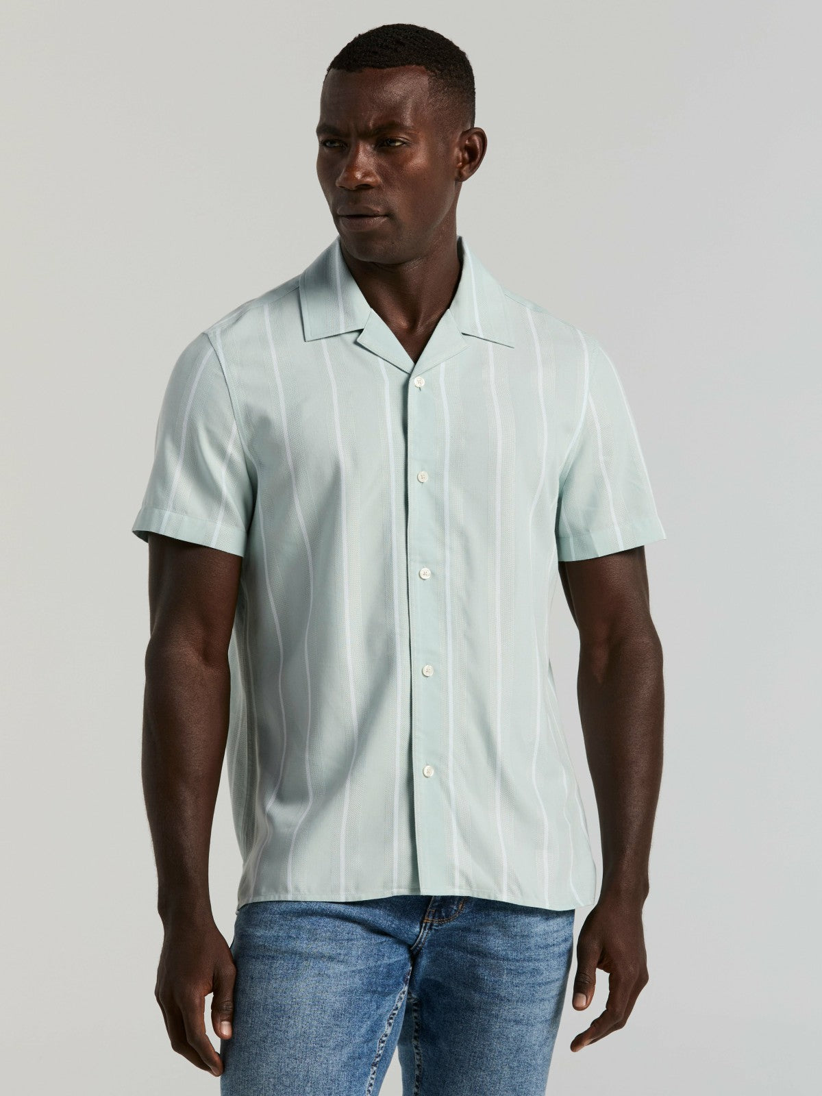 Perry Ellis EcoVero™ Striped Camp Collar Shirt