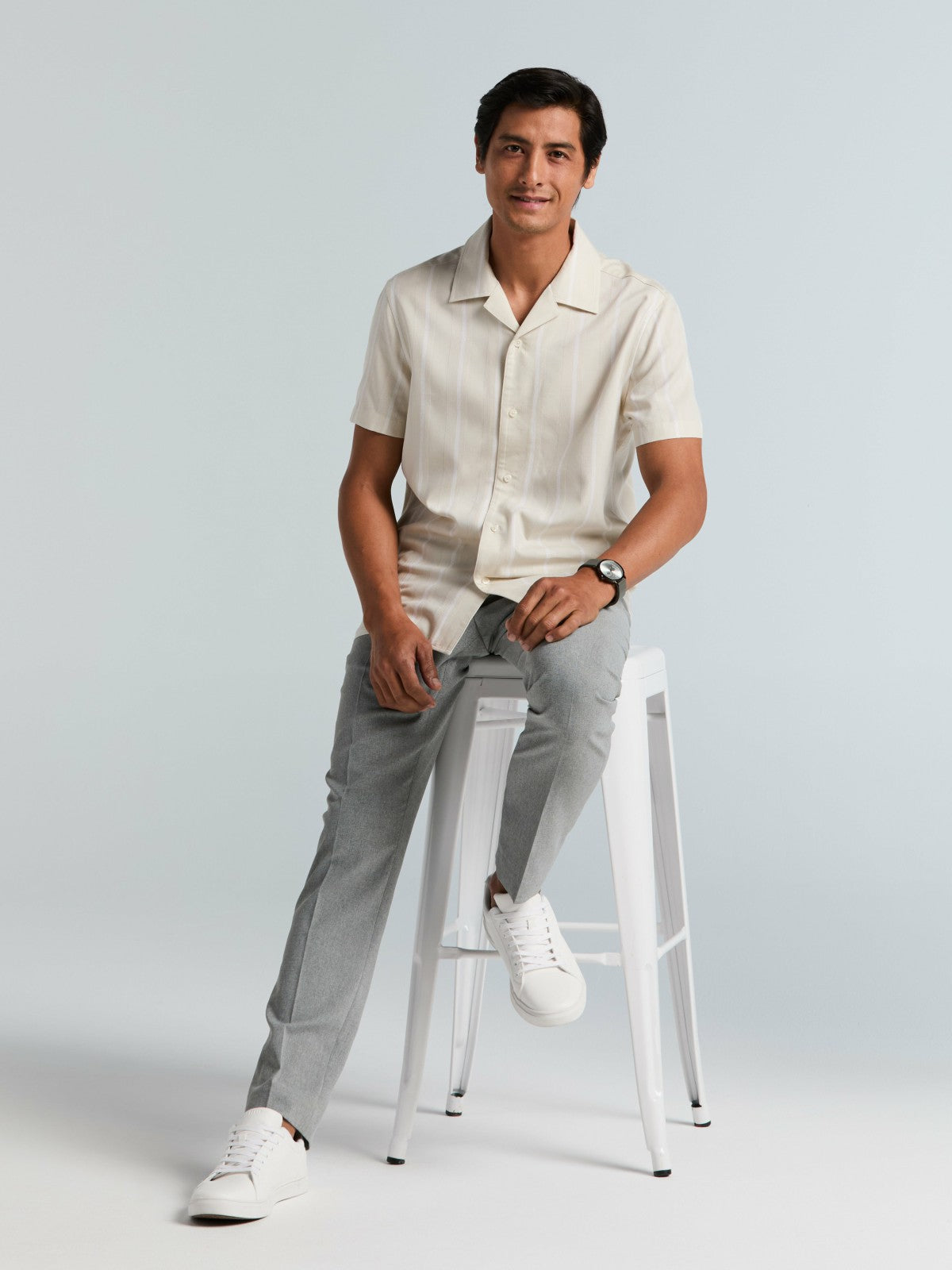 Perry Ellis EcoVero™ Striped Camp Collar Shirt