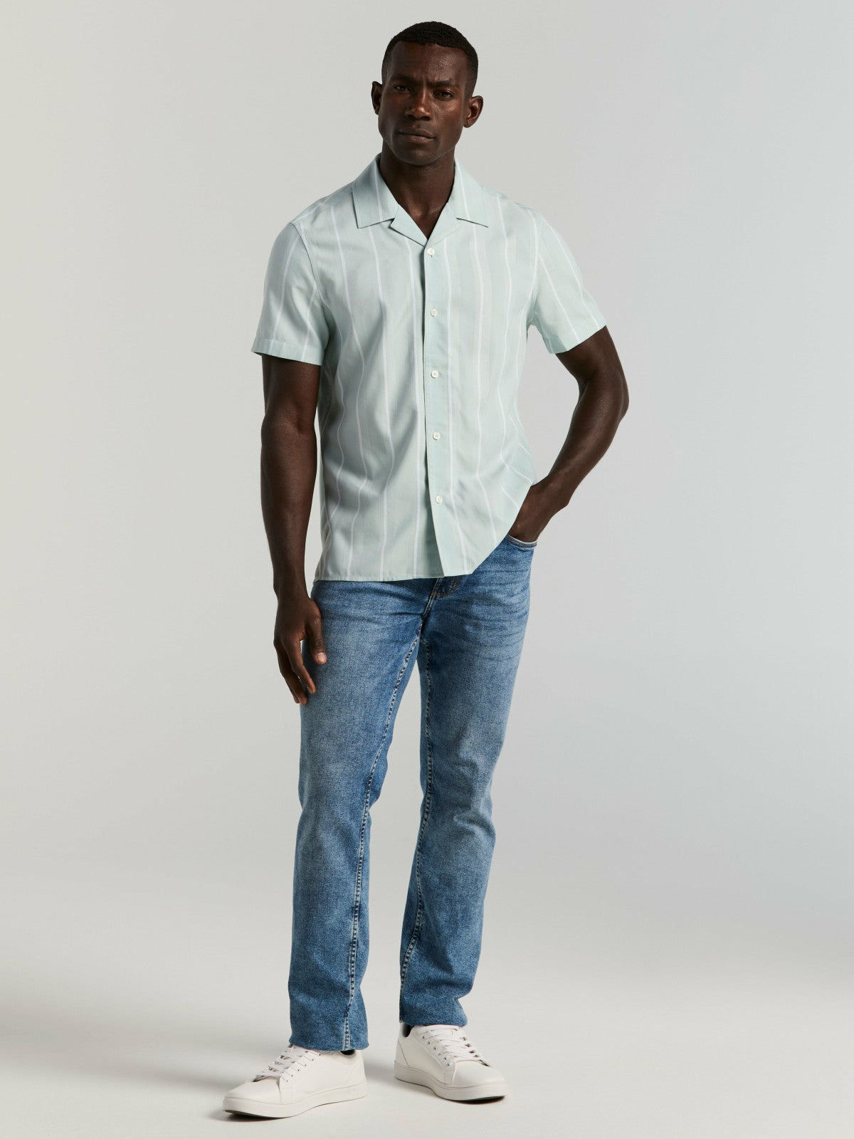 Perry Ellis EcoVero™ Striped Camp Collar Shirt