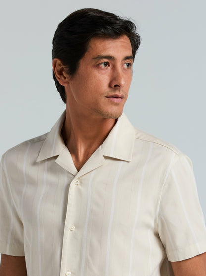 Perry Ellis EcoVero™ Striped Camp Collar Shirt