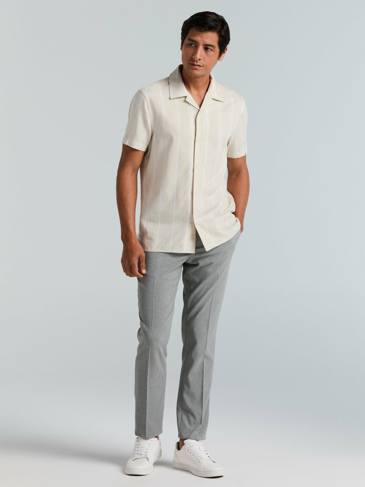 Perry Ellis EcoVero™ Striped Camp Collar Shirt