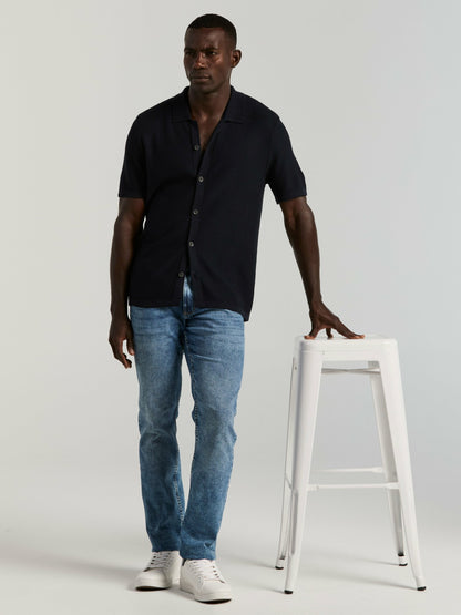 Perry Ellis Short Sleeve Button Front Sweater